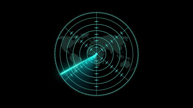 Digital radar scanner with map overlay, futuristic hud interface