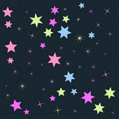 Fototapeta premium Colorful hand drawn stars pattern on dark background