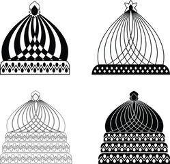 Set of four black and white decorative dome icons © Lablu