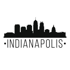 Fototapeta premium Indianapolis Skyline Silhouette With Text On White Background