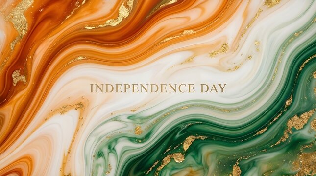 India independence day abstract marble texture with gold foil accents