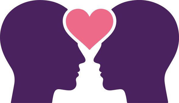 Emotional Intelligence Mental Health Heart Profile Vector Icon For Therapy Logo