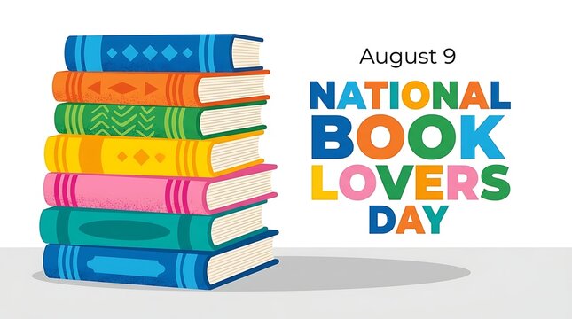 Stack of colorful books for national book lovers day