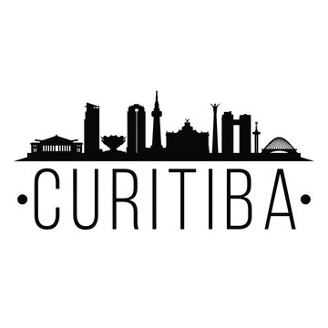 Curitiba Skyline Silhouette With City Name Black On White Background
