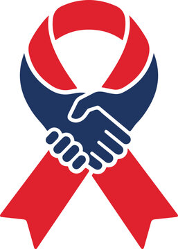 Awareness Ribbon Handshake Partnership Medical Charity Vector Icon For Foundation Logo