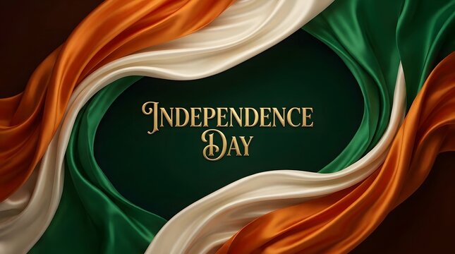 Irish independence day celebration flowing tricolor flag design