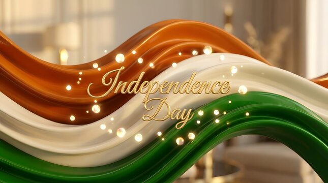 India independence day celebration vibrant tricolor flag with golden text