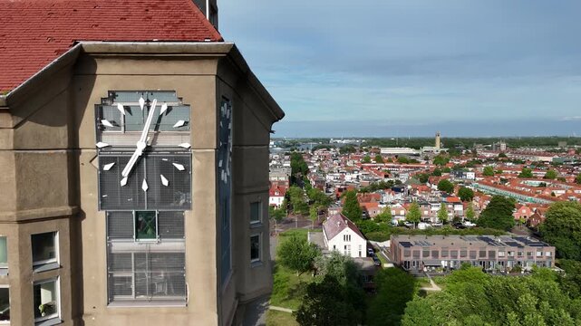 Close detail of illuminated clock face