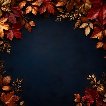 Thanksgiving autumn maple leaves frame elegant fall border with copy space