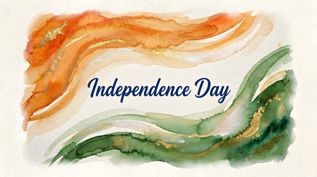 Watercolor independence day banner with saffron white and green hues