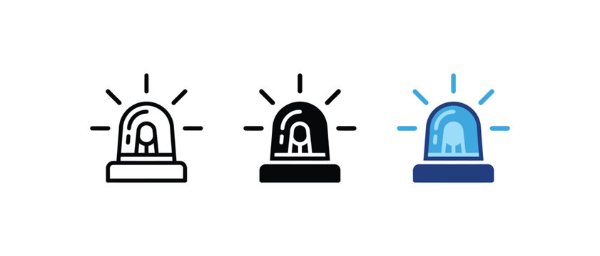 Siren light icon, emergency alarm symbol, flashing beacon sign, police warning light graphic. Vector illustration