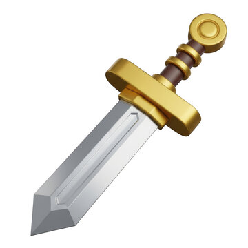 Golden medieval sword icon with steel blade