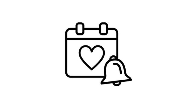 Event reminder calendar animated icon. Time, date, month for wedding agenda, planner, ceremonial, appointment schedule alert. 4K video with alpha channel