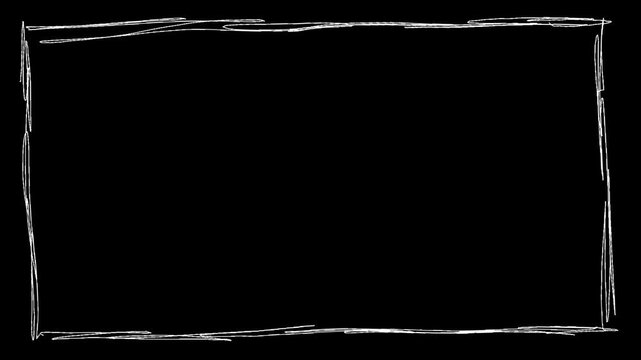 Hand Drawn Rough Rectangle Border Overlay Animation, Freehand Pencil Frame with Minimal Sketch Outline, Seamless Loop Motion Graphic Background for Titles, Video Editing, Presentations