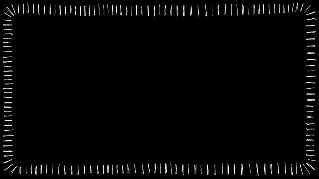 Hand Drawn Tick Mark Border Overlay Animation with Digital Glitch Effect, Rough Pencil Rectangle Frame, Seamless Loop Motion Graphic for Video Editing, Titles and Creative Presentations