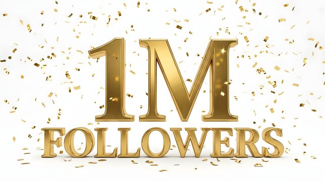One million followers celebration golden 1m with confetti