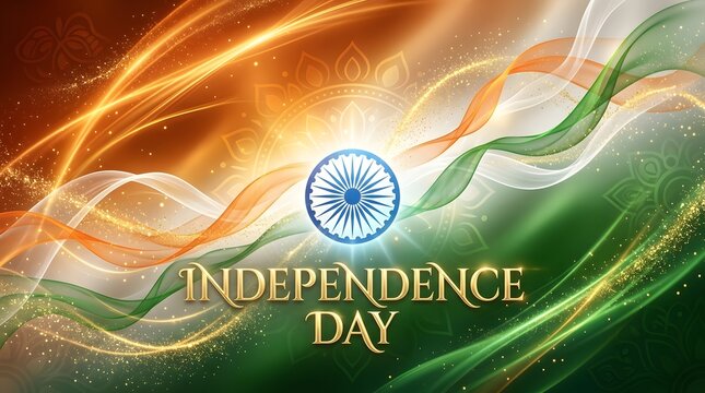 Indian independence day celebration vibrant tricolor flag and national emblem design