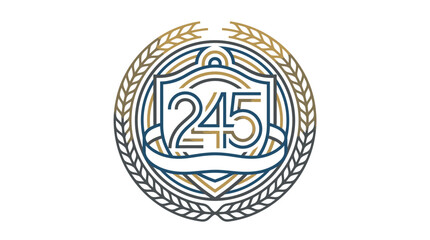 Fototapeta premium Shield shaped 245 years anniversary heraldic crest.