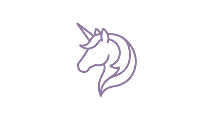 Naklejka premium Purple unicorn head profile line art
