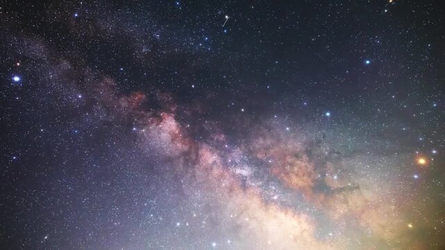 Constellations and Milky Way stars on a dark countryside skies. Time-lapse video.