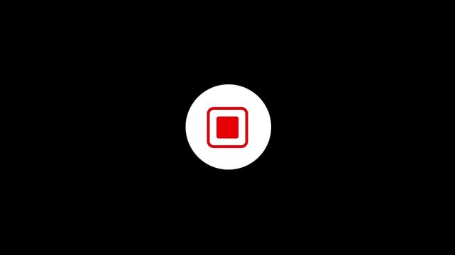 Red Circle Stop Centered on a Solid Black Background Representing Media Playback Controls and Termination