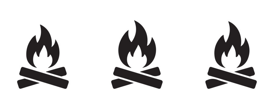 Campfire icon vector illustration in flat style, simple bonfire sign for web design and app.