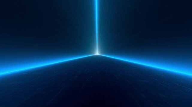 Blue laser light beams intersect in a dark sci-fi corner environment during a halloween 3d animation loop background