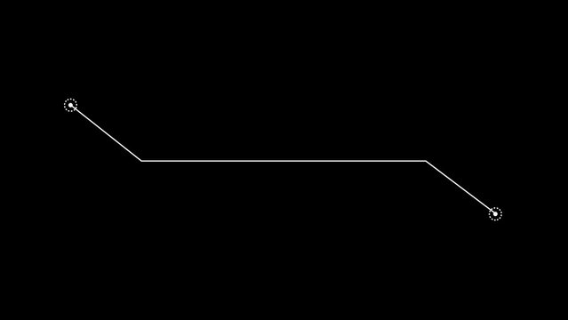 Minimalist white line segment with dotted circular endpoints on a solid black background