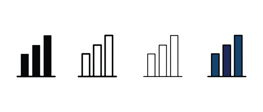 bar chart graphics showing increasing data trends with different color schemes