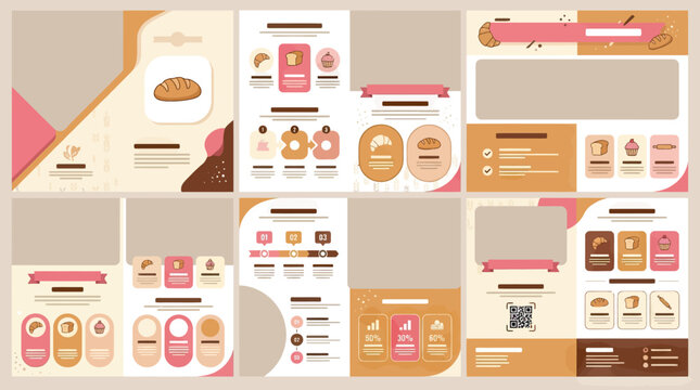 Modern Brochure Layout Template for Bakery Business - Professional Corporate Design with Food Icons