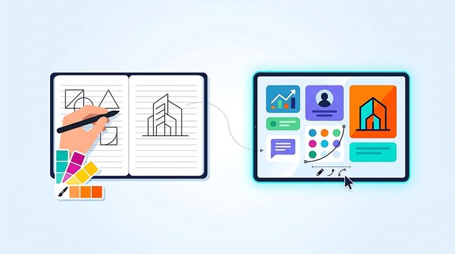 Creative workflow from physical sketch to digital design platform