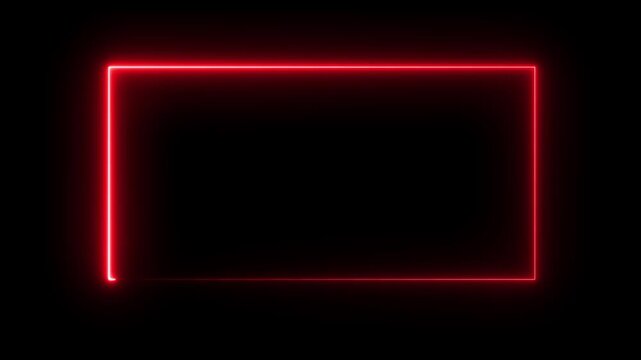 Abstract neon rectangle border frame line animation black background