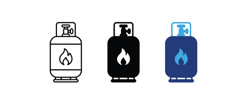 Gas cylinder icon, LPG bottle symbol, propane tank sign, cooking fuel container graphic. Vector illustration