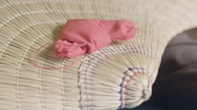Close-Up of Traditional Bon Odori Hat Making by Hand in Ugo Town Akita
