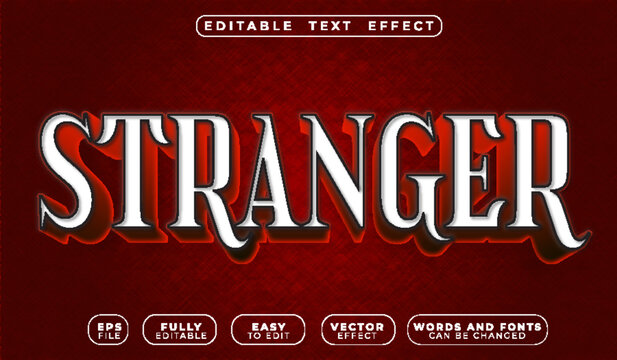  Stranger Mystery Unknown Eerie Unusual Outsider Wanderer Enigma Typography Lettering Alphabet Graphic Vector Fully Editable Smart Object Text Effect