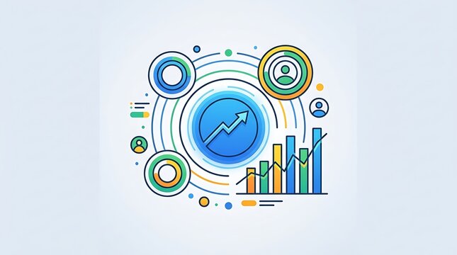 Abstract business data analytics and growth success concept