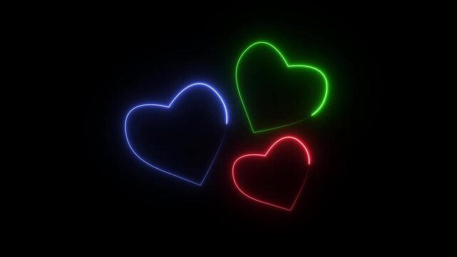 Minimalist Neon Heart Outline Concept for Valentine Day