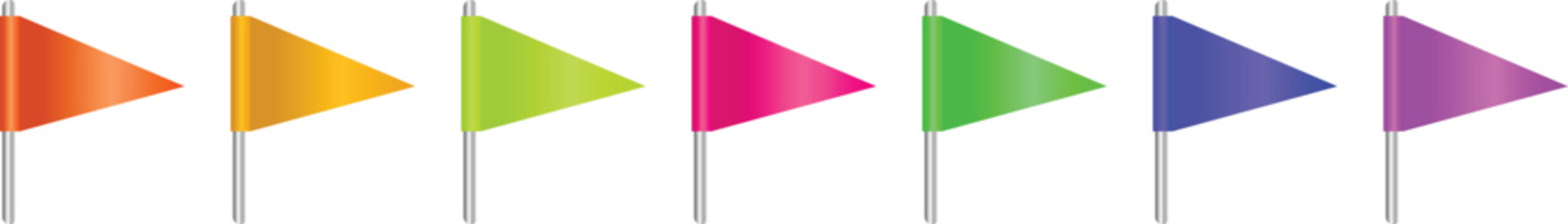 Colorful Pennant Flag Collection, Party Banner Triangle Flag Icon Vector Set