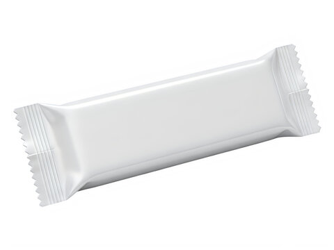 Blank white candy bar wrapper mockup isolated on transparent background