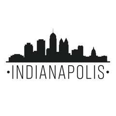 Obraz premium Indianapolis Skyline Silhouette With Text Black On White Background