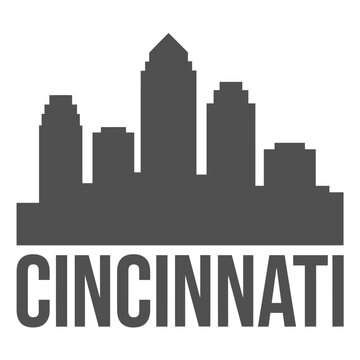 Cincinnati Skyline Silhouette With City Name Black On White Background