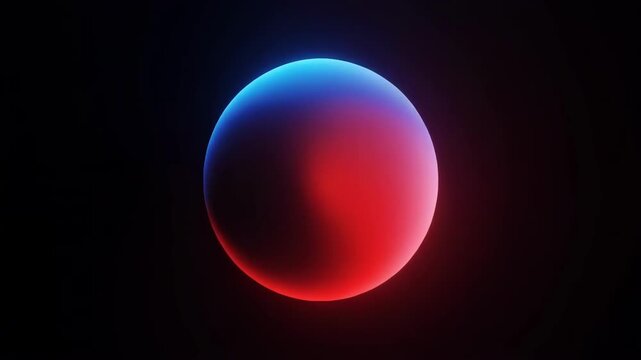 Abstract glowing spheres with dual red blue light transitions in dark void cinematic motion