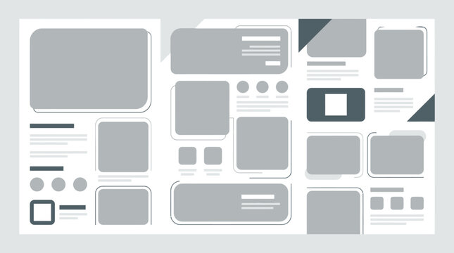 Gray wireframe dashboard UI layout design