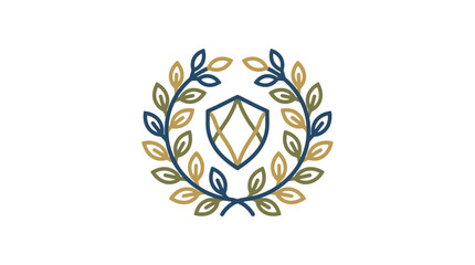 Obraz premium Geometric shield icon inside a laurel wreath.