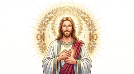 Fototapeta premium Jesus Christ's Divine Radiance and Compassionate Gaze