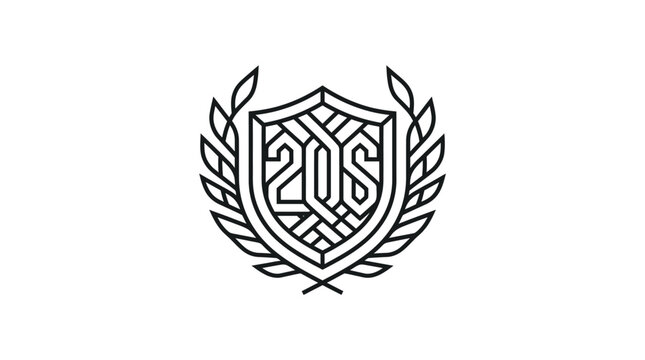 Monochrome heraldic shield crest with number two zero six.