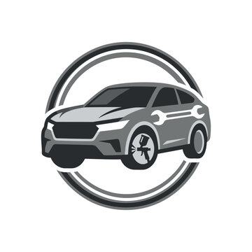 SUV repair logo with wrench symbol in circle.