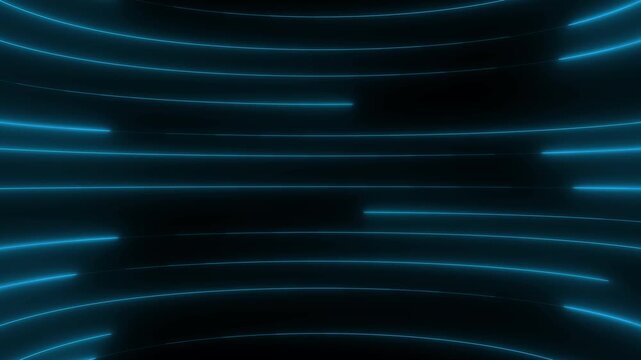 Neon lights blinking lines moving animation. Seamless loop animation of glowing neon line. 4k animation Horizontal glowing colorful neon line animation
