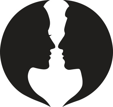 Rubin&rsquo;s Vase Optical Illusion Vector &ndash; Face and Goblet Silhouette Graphic