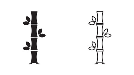 bamboo stalk vector silhouette with line art pair icon, concept border © Shamsul